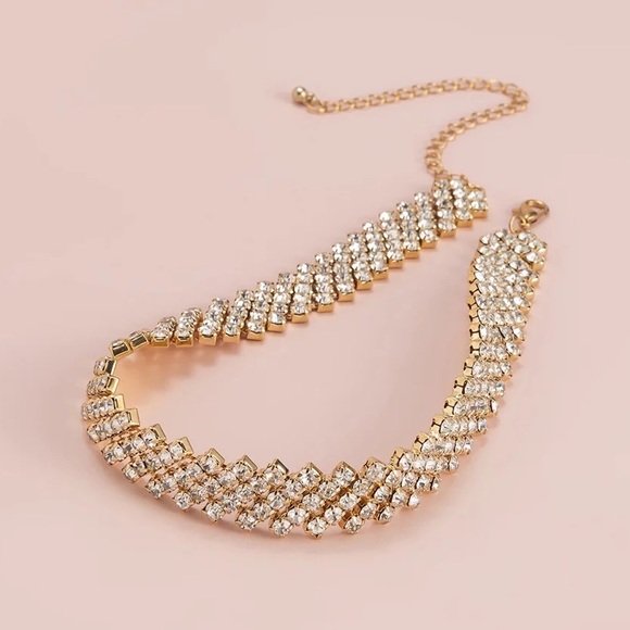 🆕 Iced Out Rhinestone Gold Chunky Chain Choker - Picture 5 of 6